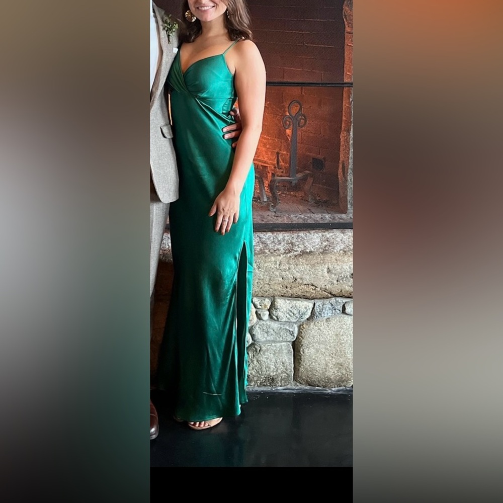 Socialite Green Satin Dress